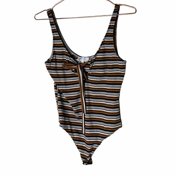 EUC Revolve by the way. Striped Tie Front Bodysuit Medium - Picture 1 of 5